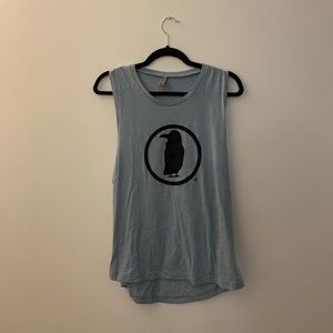 rook coffee logo tank top in light blue